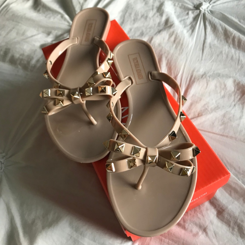 Victoria Adams Studded Flip Flops